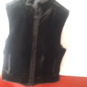 Dark brown faux fur vest, reversible